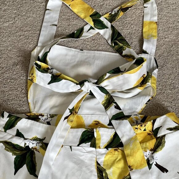 Hello Molly Romper Shortalls Overall Women's L Yellow Lemon Print Novelty Summer - Picture 5 of 12